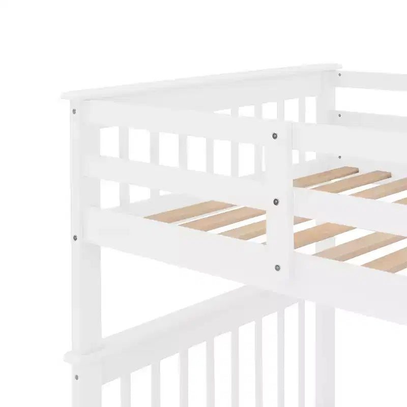 Lit superposé jumeau sur jumeau Luxystar avec escalier de rangement et clôture pour appartement et dortoir