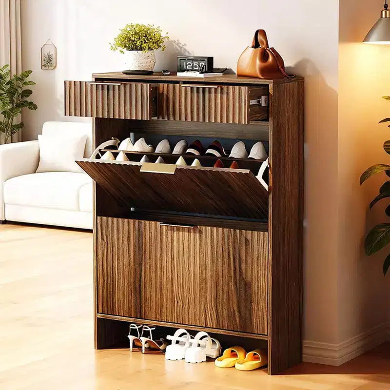 Karl Home 2-Drawer 2-Tip-Down Drawer Slatted Shoe Cabinet