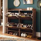 Meuble à chaussures Karl Home de 42,9 pouces avec 4 portes abattantes et déflecteur de table