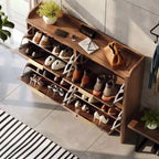 Meuble à chaussures Karl Home de 42,9 pouces avec 4 portes abattantes et déflecteur de table