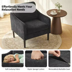 Fauteuil d'appoint en chenille de style Mid-Century Modern avec accoudoirs incurvés, fauteuil simple rembourré pour salon, chambre ou bureau