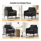 Fauteuil d'appoint en chenille de style Mid-Century Modern avec accoudoirs incurvés, fauteuil simple rembourré pour salon, chambre ou bureau