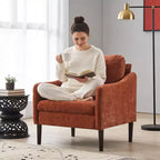 Fauteuil d'appoint en chenille de style Mid-Century Modern avec accoudoirs incurvés, fauteuil simple rembourré pour salon, chambre ou bureau