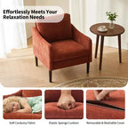 Fauteuil d'appoint en chenille de style Mid-Century Modern avec accoudoirs incurvés, fauteuil simple rembourré pour salon, chambre ou bureau
