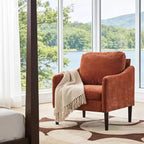 Fauteuil d'appoint en chenille de style Mid-Century Modern avec accoudoirs incurvés, fauteuil simple rembourré pour salon, chambre ou bureau