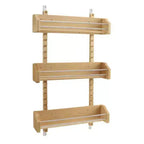 Rev-A-Shelf Pullout Wall Storage Organizer for Kitchen Cabinets, Sliding Door Mounted Spice Rack with 3 Adjustable Shelves, Maple Wood, 4ASR-15