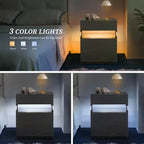 Table de Chevet à 3 Tiroirs avec Lumière LED pour Chambre à Coucher ou Salon