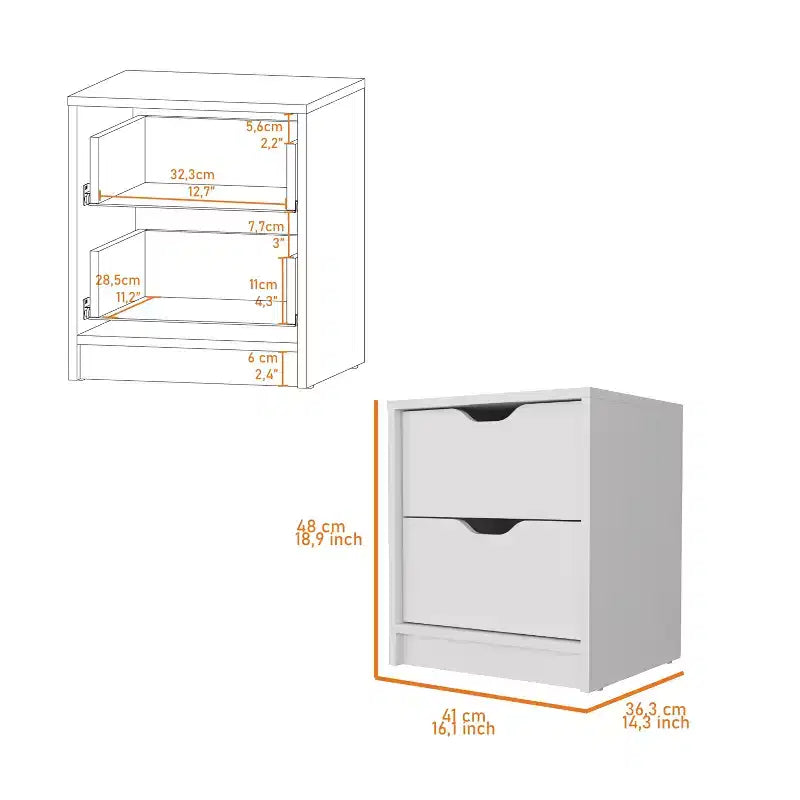 Dillon 2 tables de chevet élégantes et fonctionnelles à 2 tiroirs pour chambre à coucher et salon