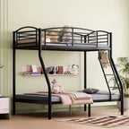 Lit superposé double sur grand lit, lits superposés en métal avec échelle et garde-corps, robustes, bords arrondis lisses, design peu encombrant, idéal pour les dortoirs et les petites pièces