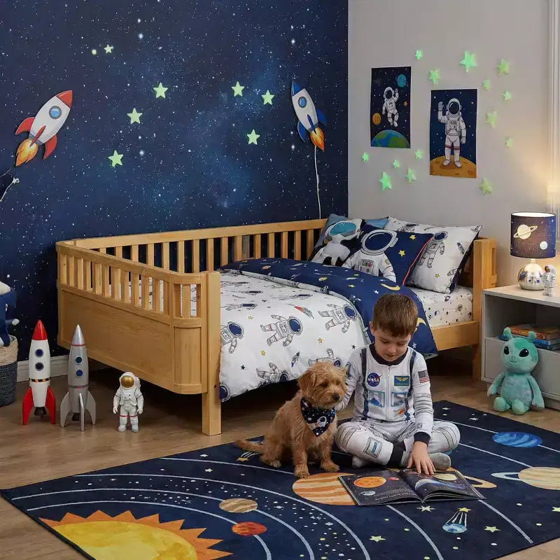 JVNOXK Lit plate-forme en bois pleine grandeur pour enfants, lit simple bas en bois avec barrières de sécurité pour filles et garçons, naturel
