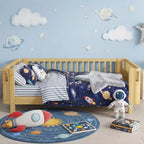 JVNOXK Lit plate-forme en bois pleine grandeur pour enfants, lit simple bas en bois avec barrières de sécurité pour filles et garçons, naturel