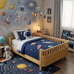JVNOXK Lit plate-forme en bois pleine grandeur pour enfants, lit simple bas en bois avec barrières de sécurité pour filles et garçons, naturel