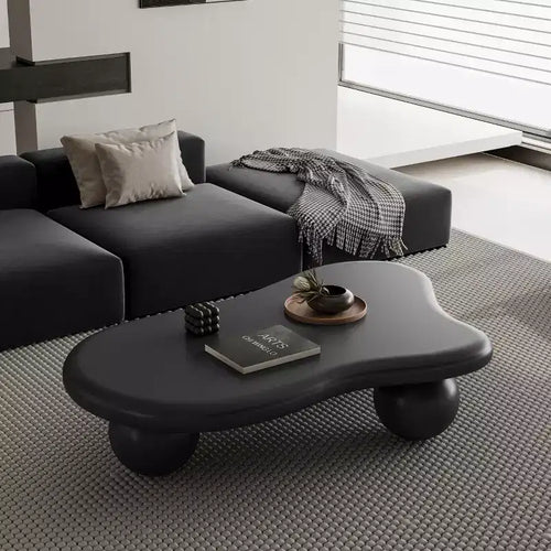 47 Cloud Coffee Table with Ball Legs, Modern Irregular Center Table for Living Room, Black