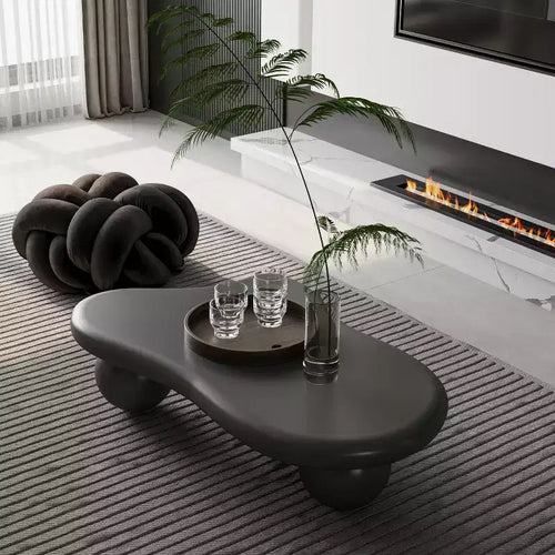 Table basse nuage 47" avec pieds boules, table basse centrale irrégulière moderne pour salon, noire