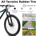 Vélo de montagne GDFStudio Trailcrest tout-terrain 26 pouces à suspension avant et 21 vitesses