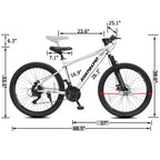 Vélo de montagne GDFStudio Trailcrest tout-terrain 26 pouces à suspension avant et 21 vitesses