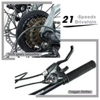 Vélo de montagne GDFStudio Trailcrest tout-terrain 26 pouces à suspension avant et 21 vitesses