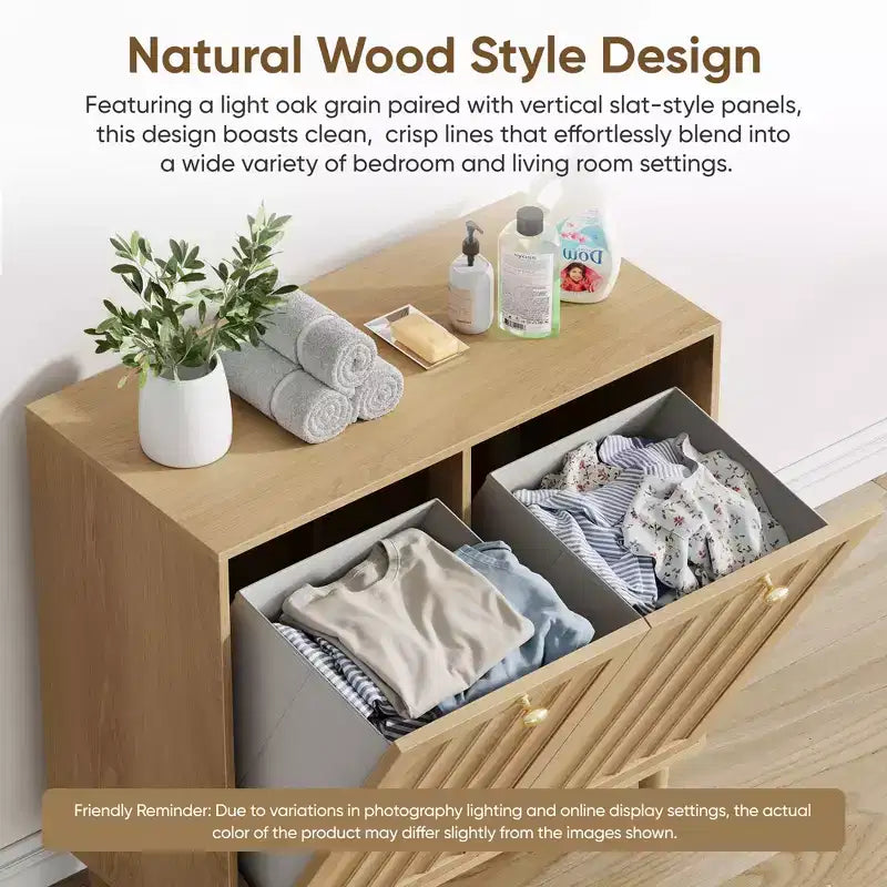 Meuble de salle de bain GDFStudio Simone moderne 70 cm en bois avec panier à linge amovible