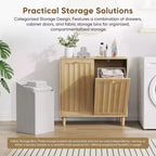 Meuble de salle de bain GDFStudio Simone moderne 70 cm en bois avec panier à linge amovible