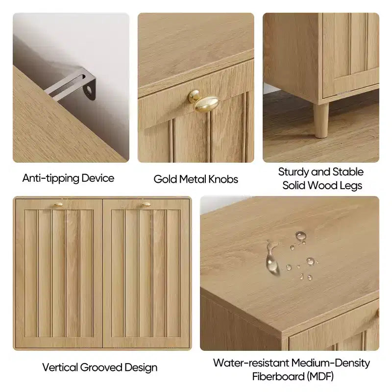Meuble de salle de bain GDFStudio Simone moderne 70 cm en bois avec panier à linge amovible