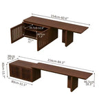 JVNOXK Meuble TV extensible de 153 à 214 cm pour téléviseurs jusqu'à 55 pouces, meuble TV moderne, centre de divertissement avec rangement, pour salon, chambre, noyer