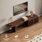 JVNOXK Meuble TV extensible de 153 à 214 cm pour téléviseurs jusqu'à 55 pouces, meuble TV moderne, centre de divertissement avec rangement, pour salon, chambre, noyer
