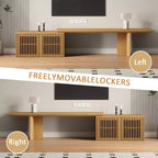 JVNOXK Meuble TV extensible de 153 à 214 cm pour téléviseurs jusqu'à 55 pouces, meuble TV moderne, centre de divertissement avec rangement, pour salon, chambre, noyer