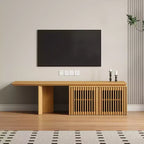 JVNOXK Meuble TV extensible de 153 à 214 cm pour téléviseurs jusqu'à 55 pouces, meuble TV moderne, centre de divertissement avec rangement, pour salon, chambre, noyer