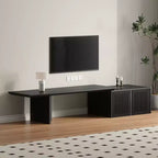 JVNOXK Meuble TV extensible de 153 à 214 cm pour téléviseurs jusqu'à 55 pouces, meuble TV moderne, centre de divertissement avec rangement, pour salon, chambre, noyer