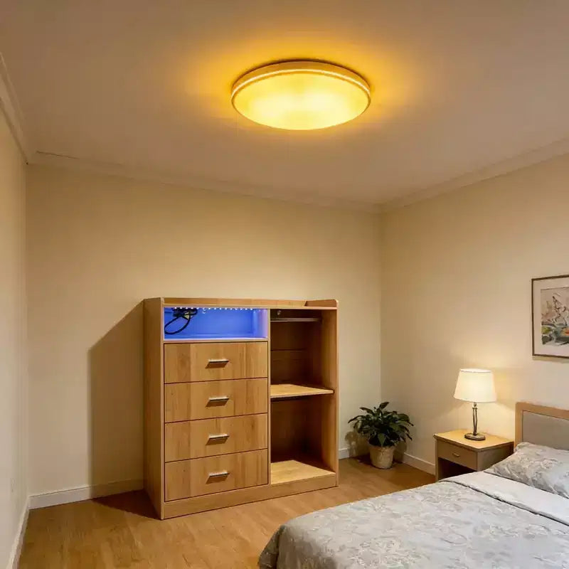 Commode LED moderne GustoWave avec armoire ouverte, 4 tiroirs et design compact