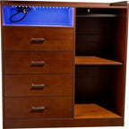 Commode LED moderne GustoWave avec armoire ouverte, 4 tiroirs et design compact