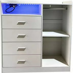 Commode LED moderne GustoWave avec armoire ouverte, 4 tiroirs et design compact