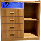 Commode LED moderne GustoWave avec armoire ouverte, 4 tiroirs et design compact