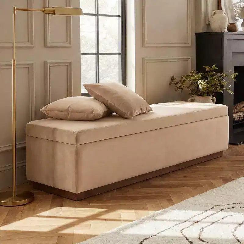 Banc de rangement capitonné en velours moderne de 60 po, élégant banc de salon avec rangement dissimulé, banc de bout de lit et d'entrée - Panipeachy