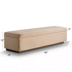 Banc de rangement capitonné en velours moderne de 60 po, élégant banc de salon avec rangement dissimulé, banc de bout de lit et d'entrée - Panipeachy
