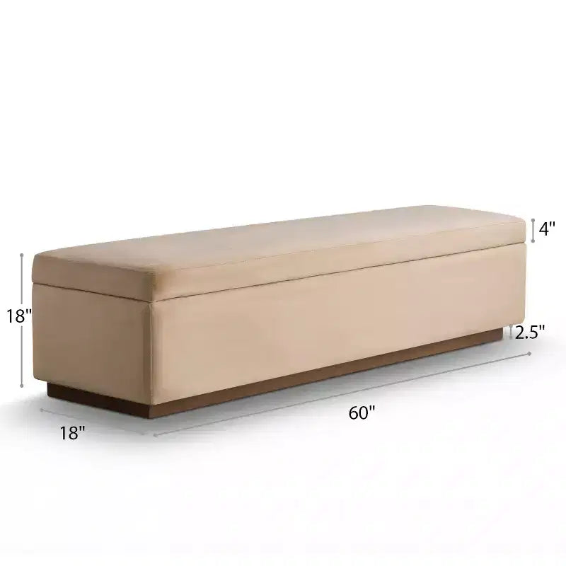 Banc de rangement capitonné en velours moderne de 60 po, élégant banc de salon avec rangement dissimulé, banc de bout de lit et d'entrée - Panipeachy