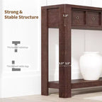 54 Table console de ferme rustique pour l'entrée, longue table de canapé en bois avec 2 tiroirs de rangement et étagère ouverte pour le couloir et le salon