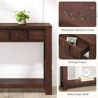 54 Table console de ferme rustique pour l'entrée, longue table de canapé en bois avec 2 tiroirs de rangement et étagère ouverte pour le couloir et le salon