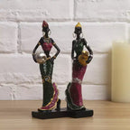 Statuette en résine Femme Africaine Exotique NotArt – Sculpture artisanale de 16,5 cm en tenue florale avec