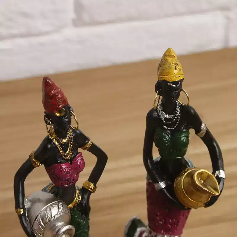 Statuette en résine Femme Africaine Exotique NotArt – Sculpture artisanale de 16,5 cm en tenue florale avec