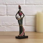 Statuette en résine Femme Africaine Exotique NotArt – Sculpture artisanale de 16,5 cm en tenue florale avec
