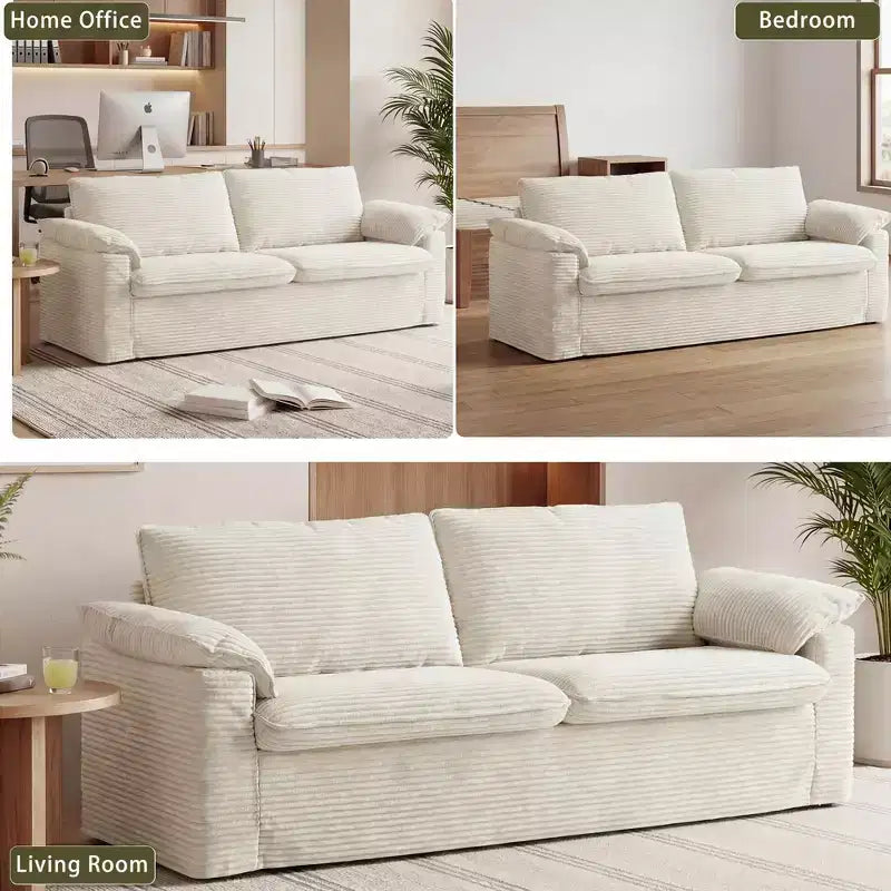 Dyonery 70 Causeuse en Velours, Canapé Moderne, Causeuse Profonde Déhoussable avec 2 Larges Accoudoirs Coussins et Dossier Moelleux