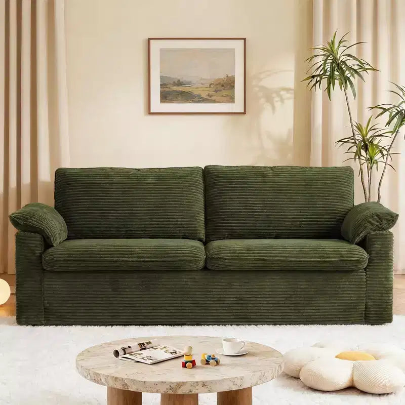 Dyonery 70 Causeuse en Velours, Canapé Moderne, Causeuse Profonde Déhoussable avec 2 Larges Accoudoirs Coussins et Dossier Moelleux
