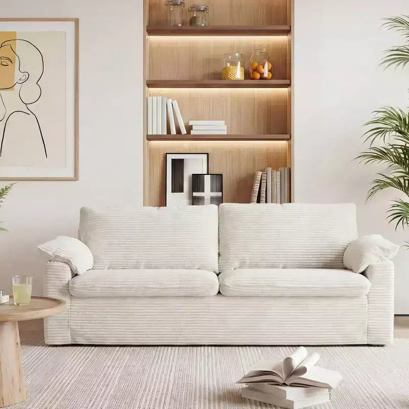 Dyonery 70 Causeuse en Velours, Canapé Moderne, Causeuse Profonde Déhoussable avec 2 Larges Accoudoirs Coussins et Dossier Moelleux