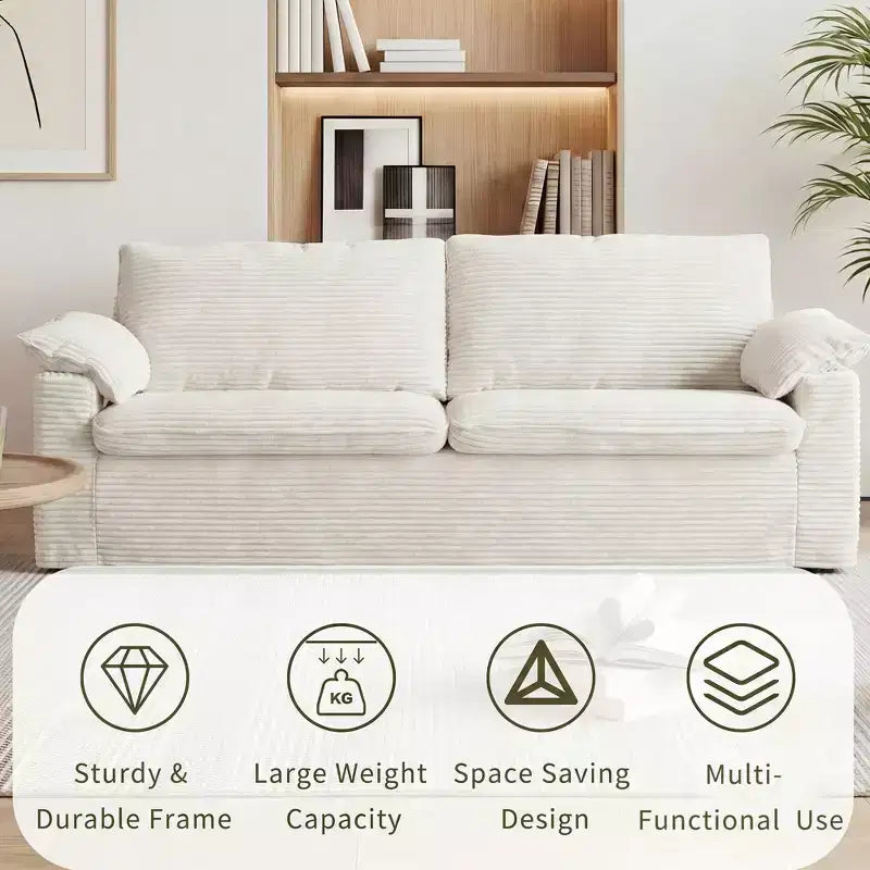 Dyonery 70 Causeuse en Velours, Canapé Moderne, Causeuse Profonde Déhoussable avec 2 Larges Accoudoirs Coussins et Dossier Moelleux