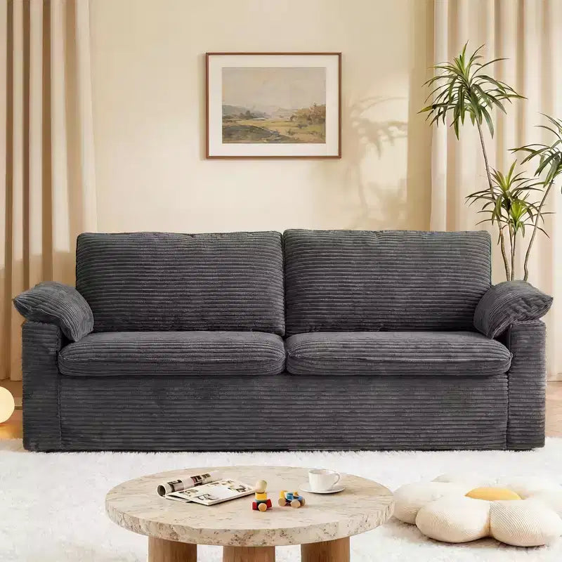 Dyonery 70 Causeuse en Velours, Canapé Moderne, Causeuse Profonde Déhoussable avec 2 Larges Accoudoirs Coussins et Dossier Moelleux