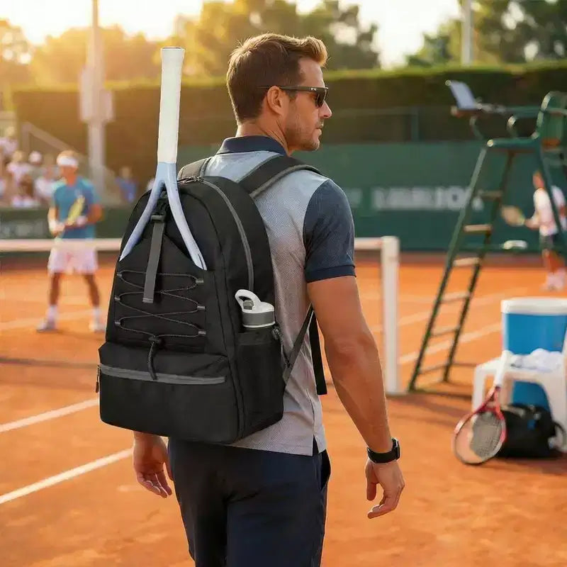 Sac à dos de tennis avec compartiment rembourré pour raquette et sac à chaussures ventilé, sac de sport léger pour raquette de Pickleball et de Badminton