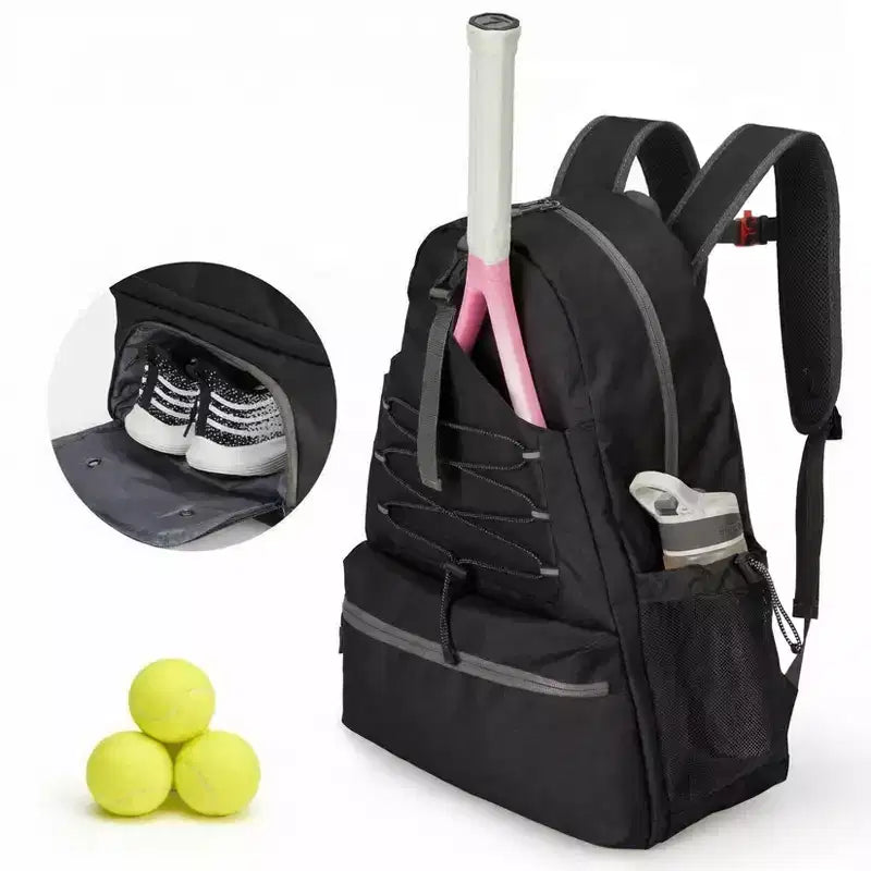 Sac à dos de tennis avec compartiment rembourré pour raquette et sac à chaussures ventilé, sac de sport léger pour raquette de Pickleball et de Badminton