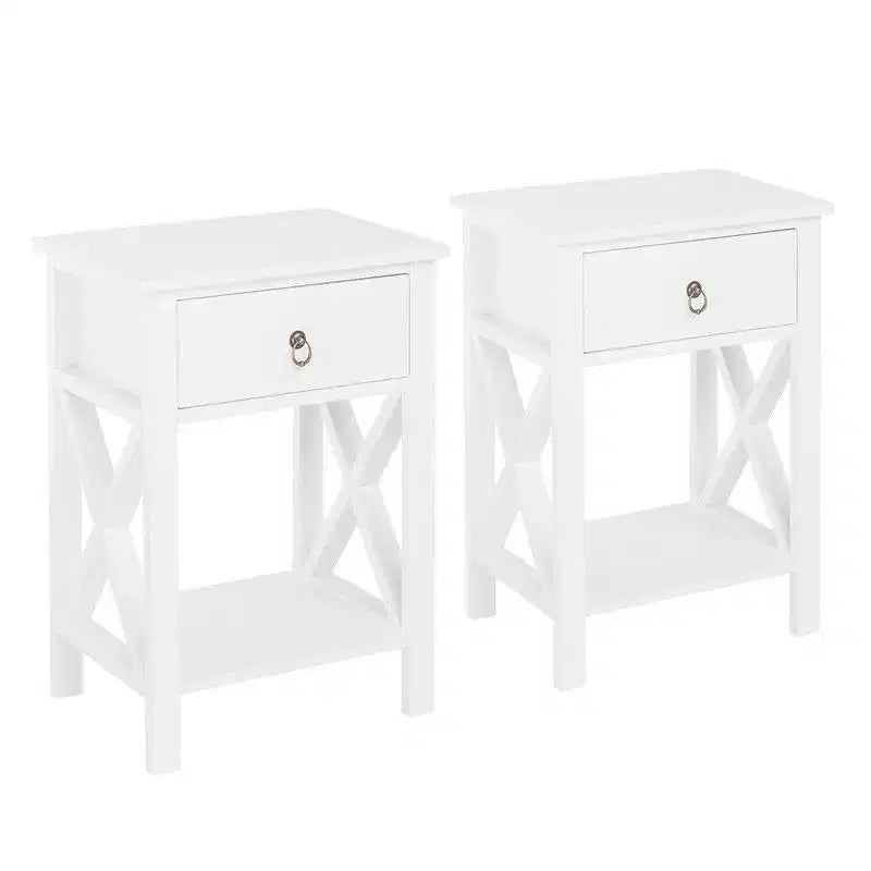 Table de chevet Karl Home à un tiroir en bois manufacturé (lot de 2)