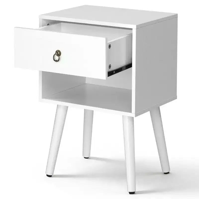 Table de chevet Karl Home de 38 cm de large - 1 tiroir, étagère inférieure - lot de 2